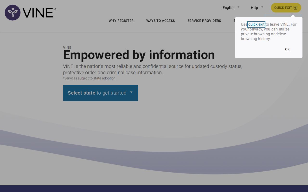 Monroe County criminal history custody search through VINELink
