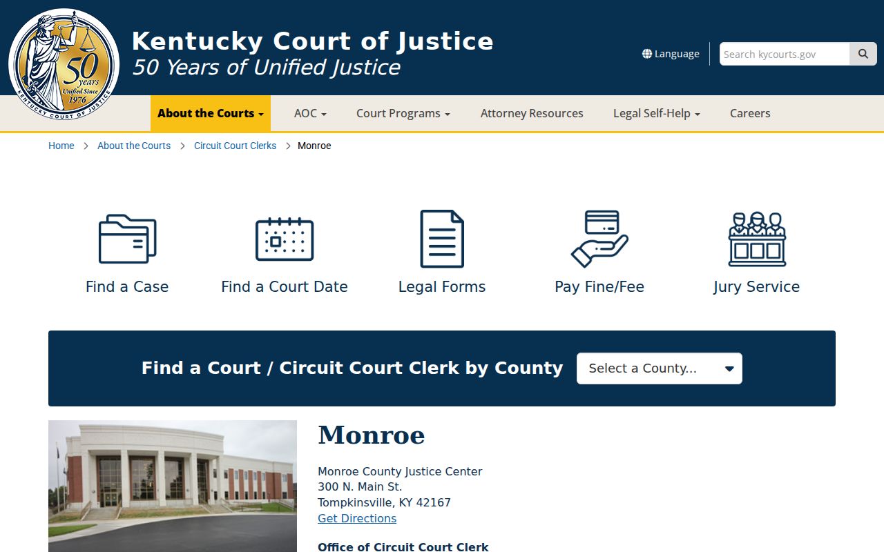 Monroe County criminal history records at the Justice Center